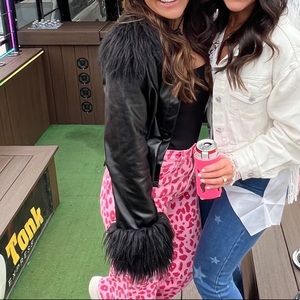 Faux Leather Fur Trim Jacket